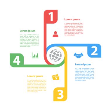 dört adım Infographic düzen kavramı vektör çizim döngüsü