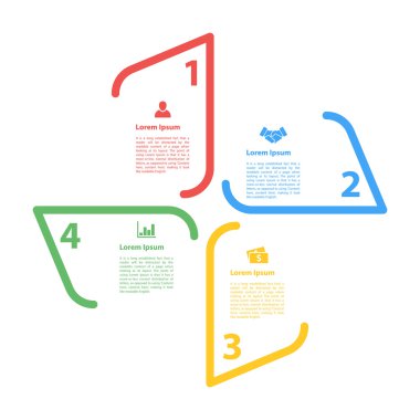 dört adım Infographic düzen kavramı vektör çizim sırası