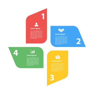 dört adım Infographic düzen kavramı vektör çizim sırası