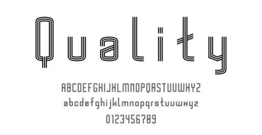 Alfabe yazı tipi harfleri kümesi ve çizgiler vektör illüstrasyonlu modern soyut tasarımı numaralar