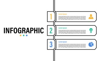 İş konsepti vektör illüstrasyonlu bilgi tasarım şablonu 3 adım veya seçenek veya süreç iş akışı veya diyagramını temsil eder