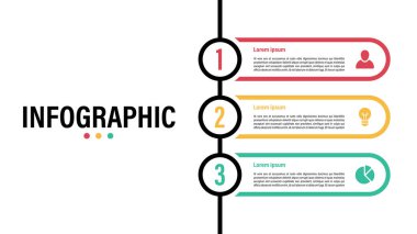 İş konsepti vektör illüstrasyonlu bilgi tasarım şablonu 3 adım veya seçenek veya süreç iş akışı veya diyagramını temsil eder
