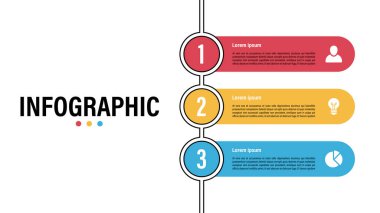 İş konsepti vektör illüstrasyonlu bilgi tasarım şablonu 3 adım veya seçenek veya süreç iş akışı veya diyagramını temsil eder