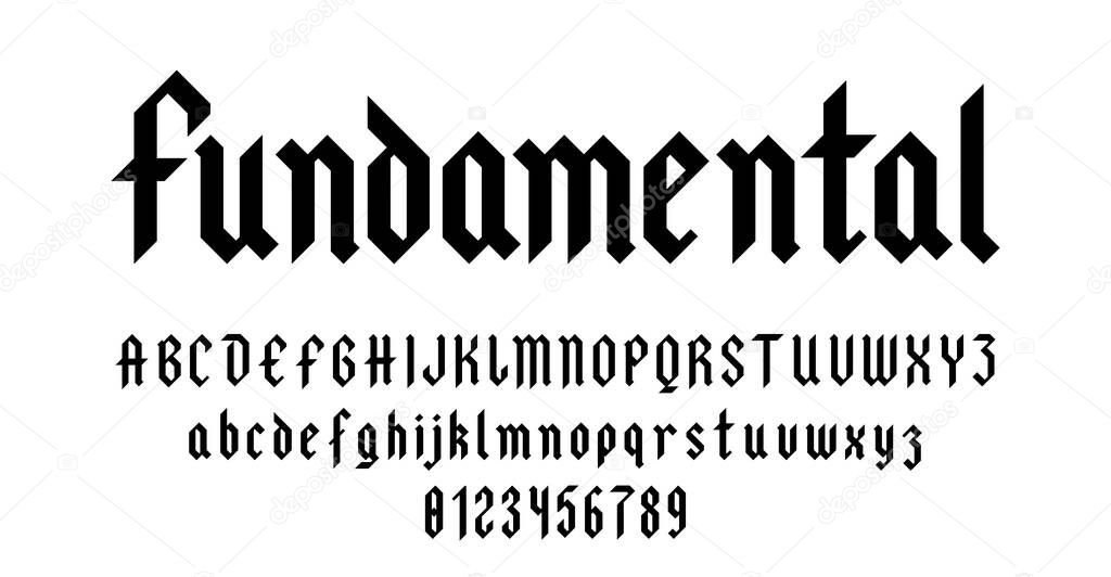 Set of alphabets font letters and numbers elegant antique vintage blackletter concept vector illustration