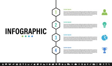 4 adım, seçenek veya süreç içeren bilgi tasarımı iş konsepti vektör çizimi iş akışı veya diyagram veya web düğmesi pankartı