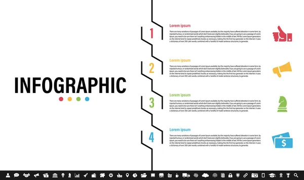 Ilustração Vetorial Conceito Negócio Design Infográfico Com Passos Opções Processos — Vetor de Stock