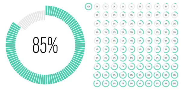 Állítsa Kör Százalékos Diagramok Méter 100 Használatra Kész Web Design — Stock Vector