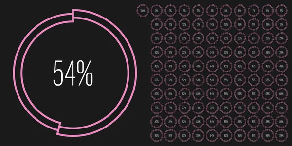 Set Circle Percentage Diagrams Meters 100 Ready Use Web Design — Stock Vector