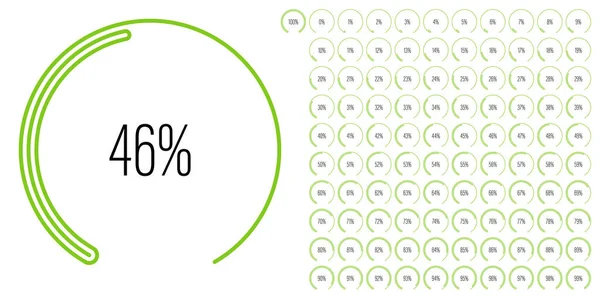 Állítsa Körkörös Szektor Százalékos Diagramok Méter Haladás Sáv 100 Használatra — Stock Vector