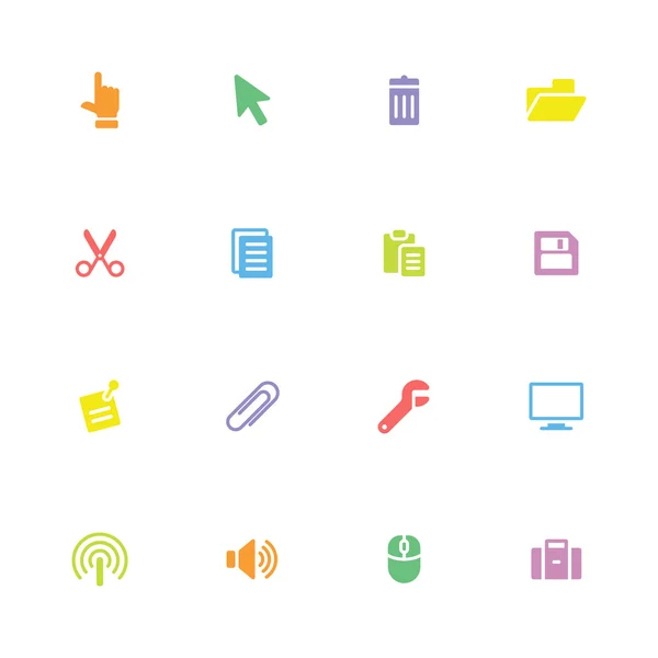 Colorful simple flat icon set 3 — Stock Vector