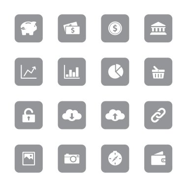 Web Icon set 4 üzerinde gri yuvarlatılmış dikdörtgen