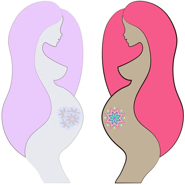 Icono de vector de las mujeres embarazadas silueta señora del vientre, símbolo estilizado — Vector de stock