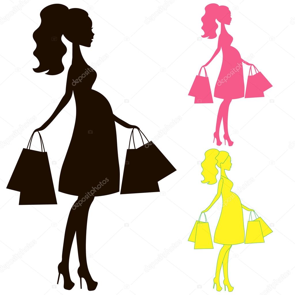 Vector Illustration Of Modern Pregnant Mommy The Woman Does The Shopping Online Store Logo Silhouette Stylized Symbol Of Mother S Sale Icon Black On White Background Stock Vector C Konevaelvira Gmail Com