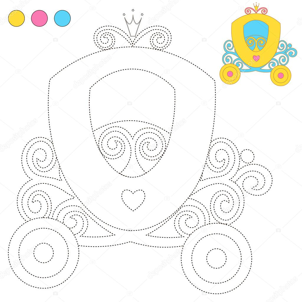 Download Coloring Book Or Page Cartoon Illustration Carriage Princess For Children Education Vector To Be Traced Restore Dashed Line And Color The Picture Trace Game For Children Stock Vector Royalty Free Vector Image