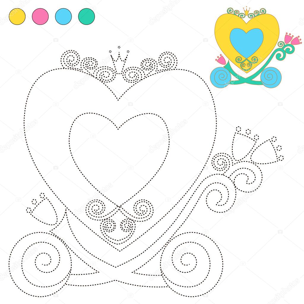 Download Coloring Book Or Page Cartoon Illustration Carriage Princess For Children Education Vector To Be Traced Restore Dashed Line And Color The Picture Trace Game For Children Stock Vector Royalty Free Vector Image