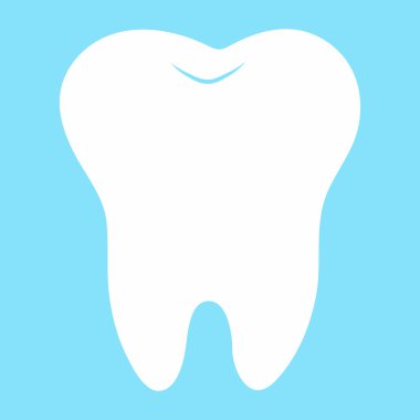çizgi film diş, bir mavi arka plan, diş vektör simge tasarlamak, ilk diş, diş office logosu beyaz
