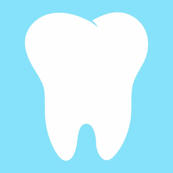 Çizgi film diş, bir mavi arka plan, diş vektör simge tasarlamak, ilk diş, diş office logosu beyaz — Stok Vektör