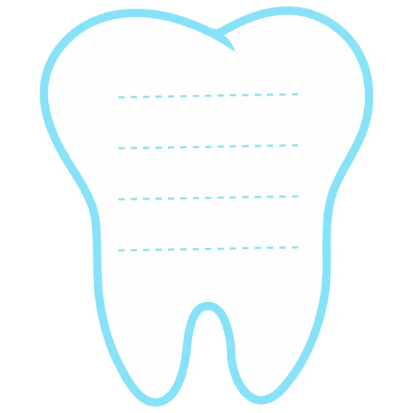 Diente fondo blanco y azul, ilustración del icono del vector de dientes, logotipo del primer diente, maqueta, lugar para el texto, concepto de cuidado dental — Archivo Imágenes Vectoriales