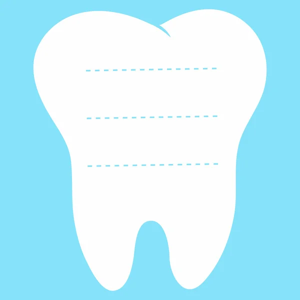 Diente fondo blanco y azul, ilustración del icono del vector de dientes, logotipo del primer diente, maqueta, lugar para el texto, concepto de cuidado dental — Archivo Imágenes Vectoriales