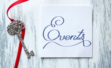 Events Inspirational quote women's hand lettering for posters writing notebook note turquoise wooden background Word refer news, current affairs, special occasions business planning