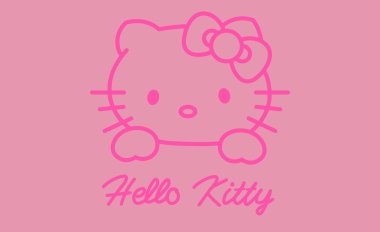 Moskova, Rusya - 23 Mart 2015: bir logo Hello Kitty üstünde pc perde. Merhaba Kitty bir çizgi film karakteri Japon şirketi tarafından Sanrio, Illustrative Editör beyaz bir arka plan bir üründür.