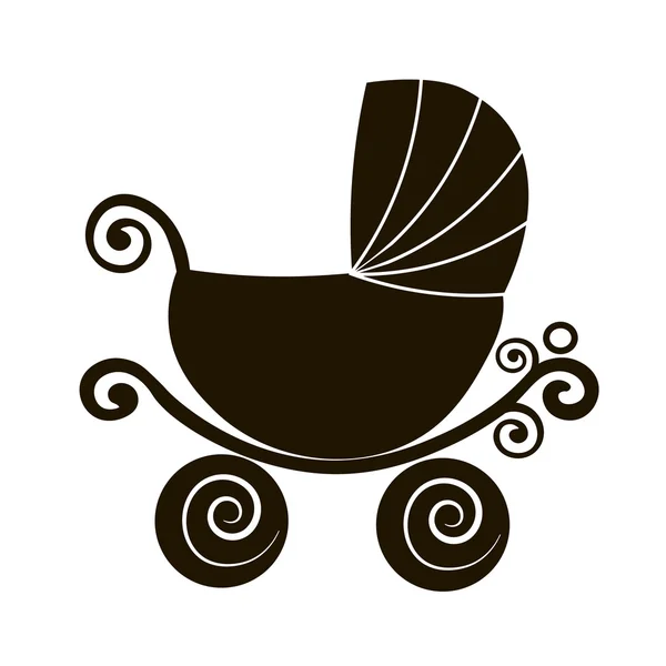 Silueta cochecito lindo, carro de bebé vintage, tienda en línea, logotipo, icono de vector plano., venta — Archivo Imágenes Vectoriales