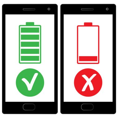  flat design, Smart phone charged battery 