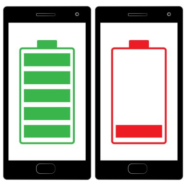 flat design, Smart phone charged battery 