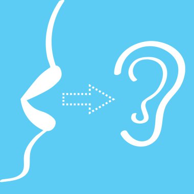 women's lips say, in your ear, the concept of gossip, seduction, secret information, vector illustration flat style. symbol.