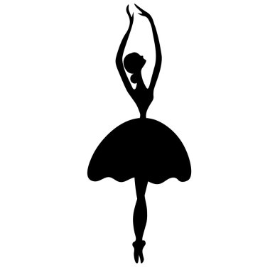 Vector illustrations of ballet icon isolated on white background. Ballet women icon. Ballet stylized symbol. Dance icon. Ballerina in dance silhouettes