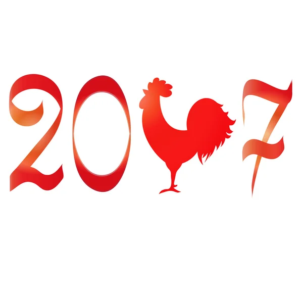 Gallo de fuego icono, símbolo del año nuevo chino 2017. Diseño plano vector iconos de ilustración y logotipos. rojo sobre blanco — Archivo Imágenes Vectoriales