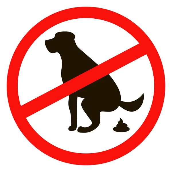 Köpek pooping dair işaret yok. Beyaz arka planda siyah siluet göl kenarında — Stok Vektör