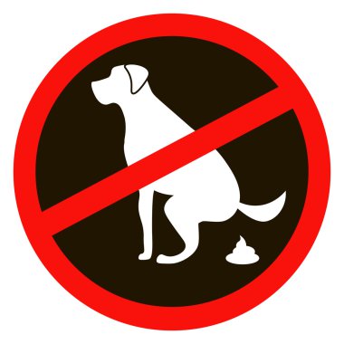 köpek pooping dair işaret yok. İzole beyaz siluet siyah
