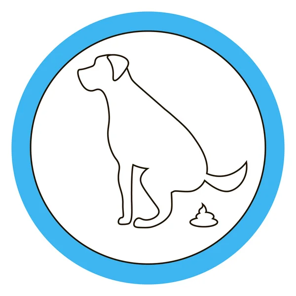 Köpek kaka işareti siluet mavi arka plan evcil hayvan bakımı çevrenin ekolojik temizlik üzerinde beyaz. — Stok Vektör