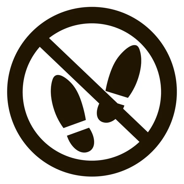 Ninguna señal de advertencia de zapatos. Icono de información pública prohibida. Símbolo de zapato no permitido . — Vector de stock