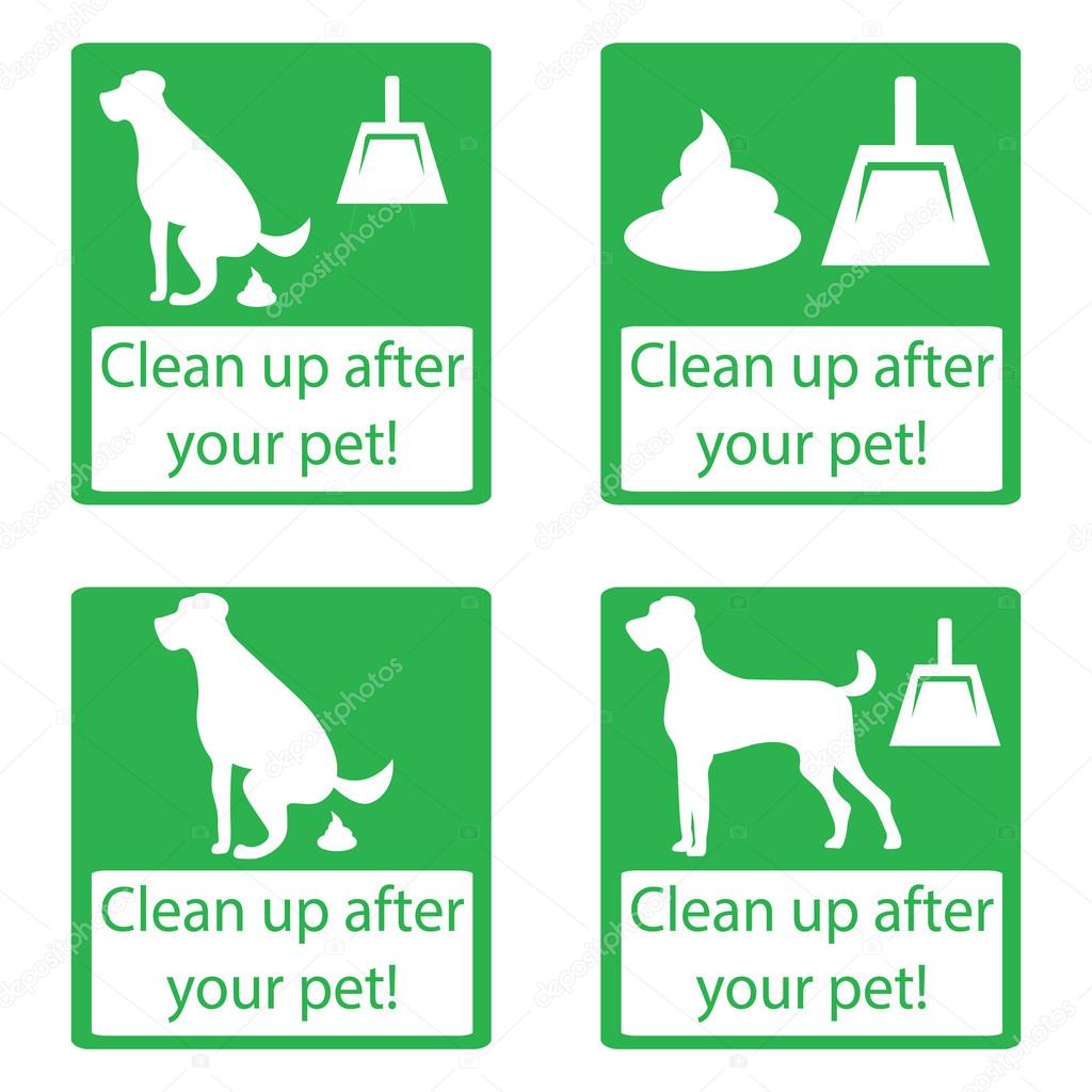 Clean up after your pet. Set icon. Ecological cleanliness of the