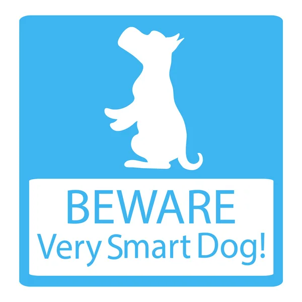 Çok akıllı köpekler işaretleri dikkat edin. Dost canlısı köpekler işaretler. Mavi arka plan üzerinde vektör çizim — Stok Vektör