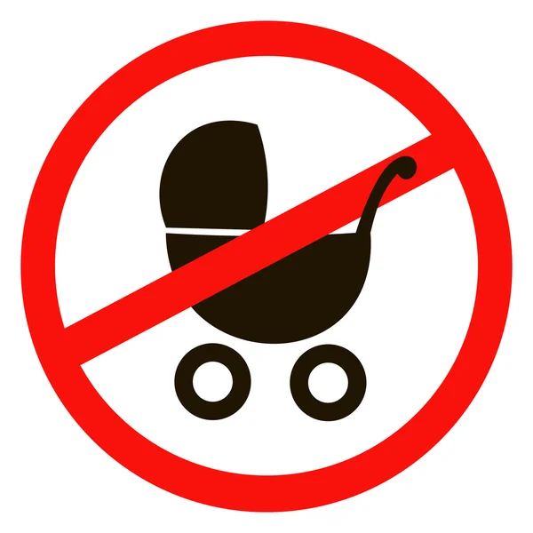 Autocollant de No Baby Carriage signe. Illustration vectorielle. Pas de poussettes ou de poussette, Pas de panneau de landau sur fond blanc . — Image vectorielle