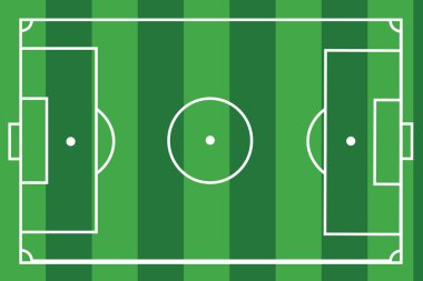 dokulu çim futbol Vektör illüstrasyon. Yeşil futbol sahası, stadyum