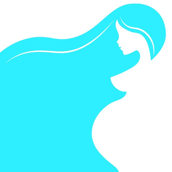 Bela silhueta de mulher grávida nua, cores sutis azuis turquesa abstratas, elegante símbolo de esboço linear da maternidade, mãe expectante, mãe em perspectiva, atendimento pré-natal —  Vetores de Stock