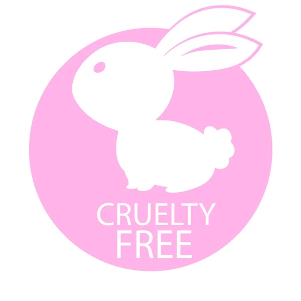 Animal cruelty conception icône libre. Cruauté animale conception de symbole gratuit. Produit non testé sur les animaux signe avec lapin rose. Illustration vectorielle . — Image vectorielle