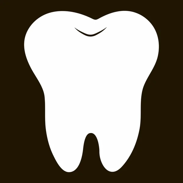 Simples desenho animado dente silhueta branca em um fundo azul, dentes, ícone de ilustração vetorial, logo primeiro dente. Símbolos de consultório médico. Cuidados com a cavidade oral, saúde dentária, cuidados, hospital —  Vetores de Stock