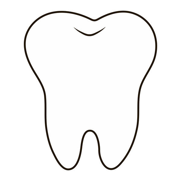 simple cartoon tooth white silhouette on a blue background, teeth, vector illustration icon, logo first tooth. Medical dental office symbols. Care for the oral cavity, dental health, care, hospital