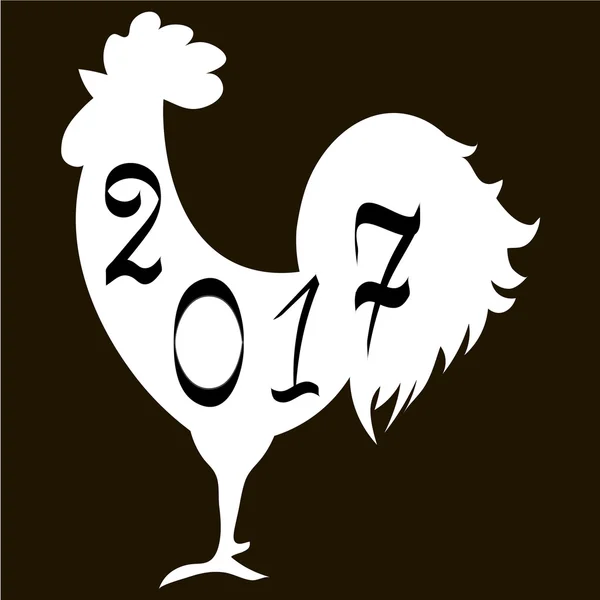 Gallo de fuego icono, símbolo del año nuevo chino 2017. Diseño plano vector iconos de ilustración y logotipos. blanco y negro. El concepto de un nuevo año en el calendario chino — Archivo Imágenes Vectoriales