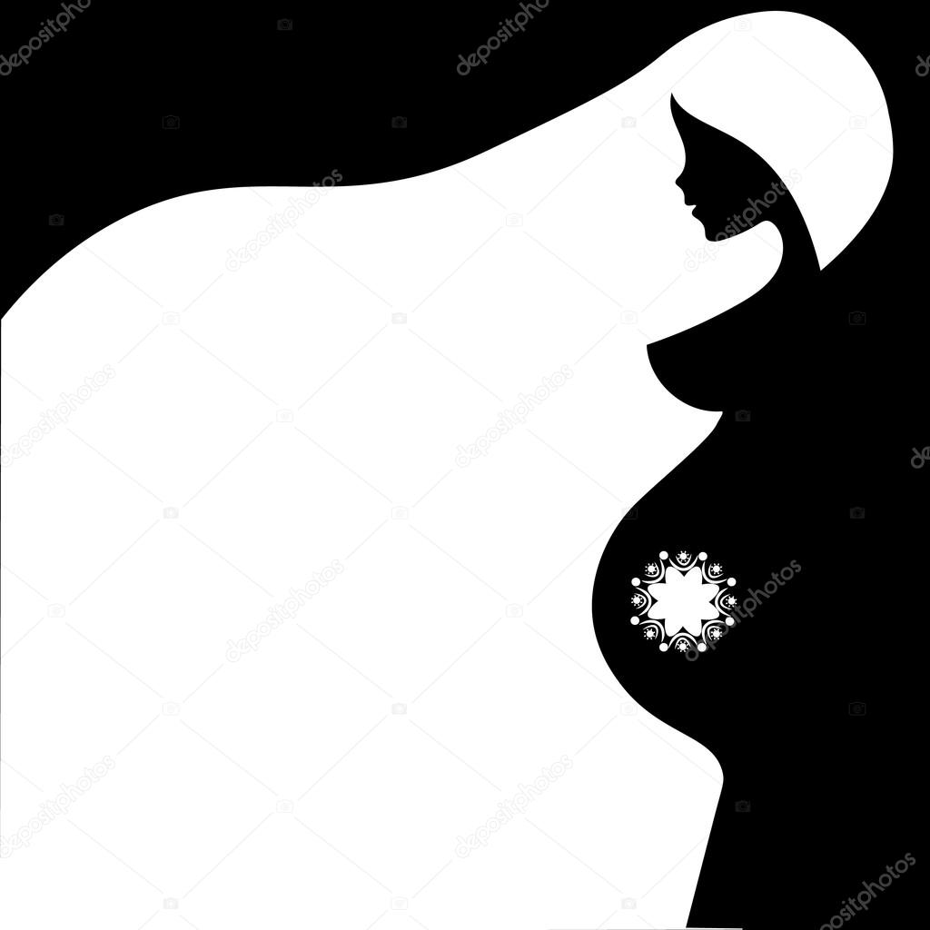 Beautiful Nude pregnant woman silhouette, abstract, black ...