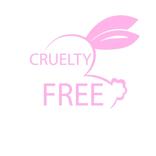 Animal cruelty conception icône libre. Cruauté animale conception de symbole gratuit. Produit non testé sur les animaux signe avec lapin rose. Illustration vectorielle . — Image vectorielle