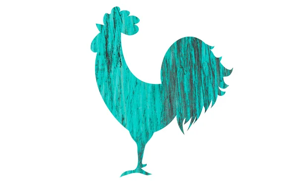 Icon fire rooster, symbol of Chinese new year 2017. Flat design icons and logos. red on white. old turquoise wooden texture — Stock Photo, Image