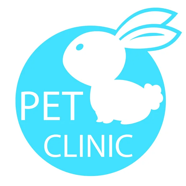 Tavşan işareti veteriner Kliniği, evde beslenen hayvan sağlık, web simgesi Beyaz siluet mavi bir arka plan üzerinde. vektör çizim, tıbbi işareti — Stok Vektör