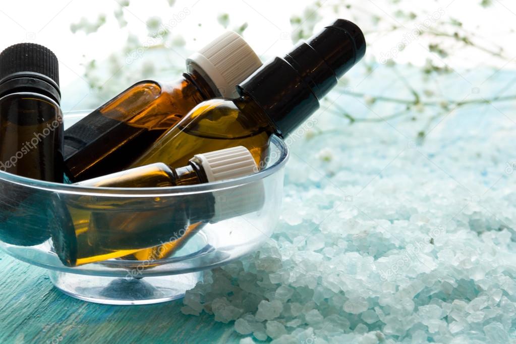  bottles essential oil and sea salt 