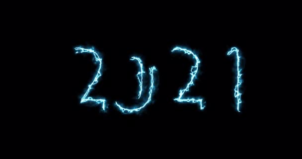 2021 Happy New Year Bright Multicolored Animation Numerals of the New Year Glowing. Colored Neon Light Form Generated Numbers — Stock Video
